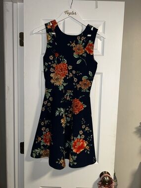 Almost Famous Navy Dress with Floral Print